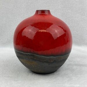Crate & Barrel Small Red Reactive Vase 5.5”